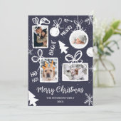メリーモダンクリスマスプレゼントブルーおもしろい4枚の写真 シーズンカード (スタンド正面)