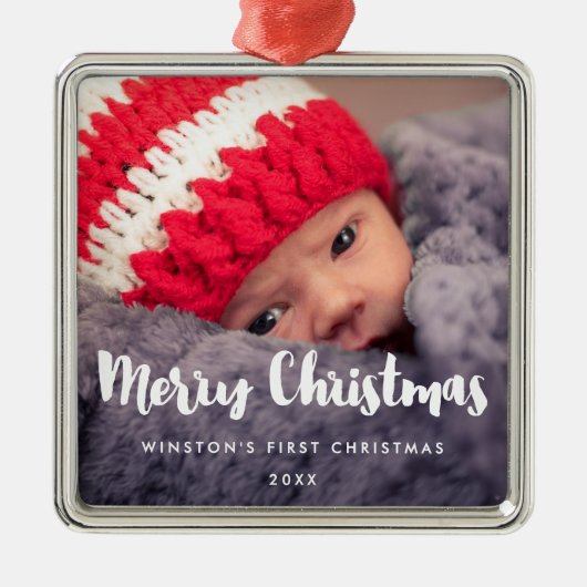 メリーモダンクリスマスベビーフォトメタルオーナメント メタルオーナメント (正面)