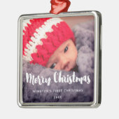メリーモダンクリスマスベビーフォトメタルオーナメント メタルオーナメント (左)