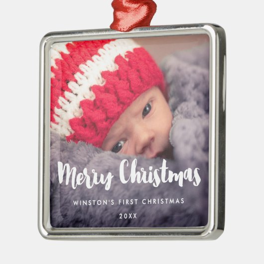 メリーモダンクリスマスベビーフォトメタルオーナメント メタルオーナメント (左)