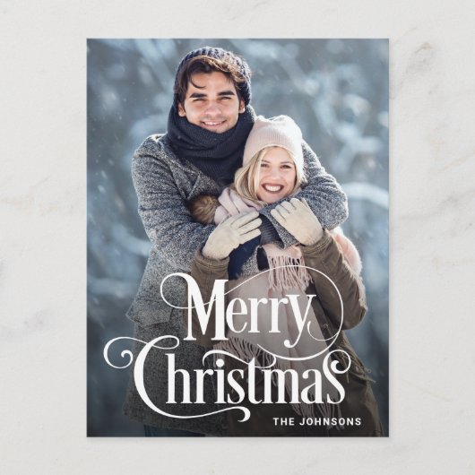 メリーモダンクリスマスホリデーPHOTOグリーティングポスト ポストカード (正面)