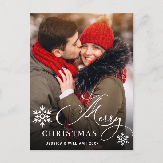 メリーモダンクリスマスホリデーPHOTOグリーティング ポストカード (正面)