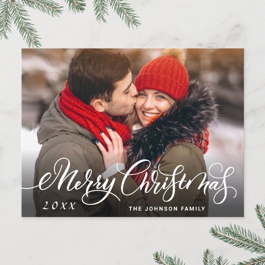 メリーモダンクリスマスホリデーPHOTOグリーティング ポストカード