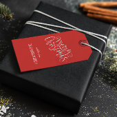 メリーモダンクリスマスホワイトスクリプトツリーカスタム ギフトタグ