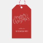 メリーモダンクリスマスホワイトスクリプトツリーカスタム ギフトタグ (正面)