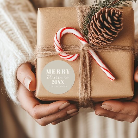 メリーモダンクリスマスボホベージュホリデー ラウンドシール