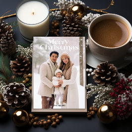 メリーモダンクリスマスミニマル1写真ベージュ シーズンカード