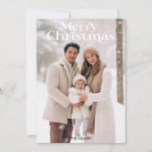 メリーモダンクリスマスミニマル1写真ベージュ シーズンカード (正面)