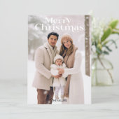 メリーモダンクリスマスミニマル1写真ベージュ シーズンカード (スタンド正面)