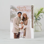 メリーモダンクリスマスミニマル1写真ベージュ 箔シーズンカード (立ち正面)