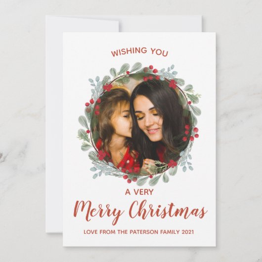メリーモダンクリスマスリース水の色&写真 シーズンカード (正面)