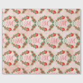 メリーモダンクリスマスリース赤い緑の手紙 ラッピングペーパー (フラット)