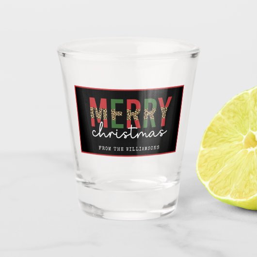 メリーモダンクリスマスレオパード印刷ミニマリスト ショットグラス (正面)