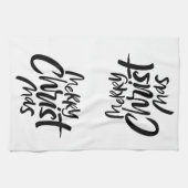 メリーモダンクリスマスレタリングクリスチャン キッチンタオル (横)