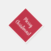 メリーモダンクリスマスレッド&ホワイトタイポグラフィ スタンダードカクテルナプキン (角)