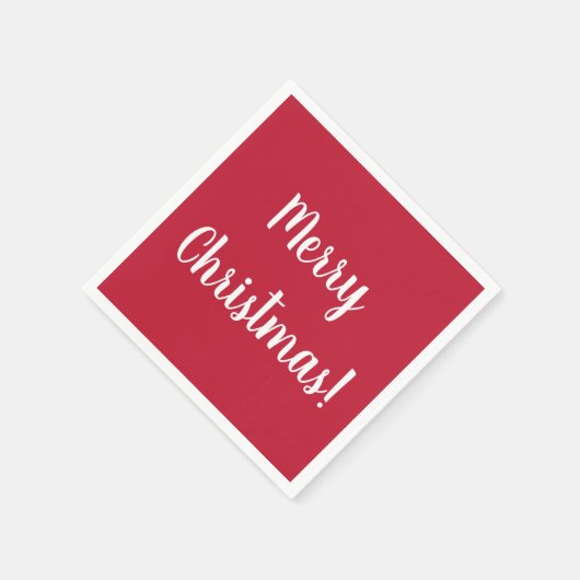 メリーモダンクリスマスレッド&ホワイトタイポグラフィ スタンダードカクテルナプキン (角)