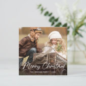 メリーモダンクリスマスワンフォトグリーティングシンプル シーズンカード (スタンド正面)