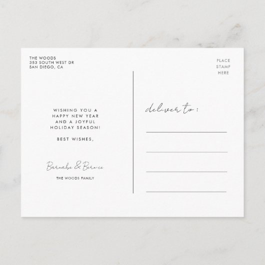 メリーモダンクリスマス休暇の写真家族 ポストカード (裏面)