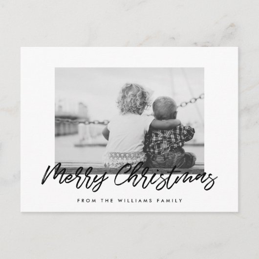 メリーモダンクリスマス休暇の写真家族 ポストカード (正面)