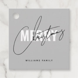 メリーモダンクリスマス休暇グレー フェイバータグ