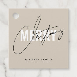 メリーモダンクリスマス休暇ベージュ フェイバータグ