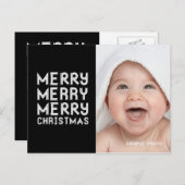 メリーモダンクリスマス写真はがきブラック シーズンポストカード (正面/裏面)
