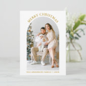メリーモダンクリスマス写真アーチ金ゴールド シーズンカード (スタンド正面)