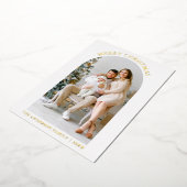 メリーモダンクリスマス写真アーチ金ゴールド 箔シーズンカード (回転した状態)