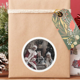 メリーモダンクリスマス写真オーナメント ラウンドシール