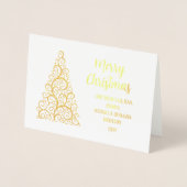 メリーモダンクリスマス写真クリスマスツリーレター金ゴールド 箔カード (正面)