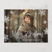 メリーモダンクリスマス写真グリーティングホリデー ポストカード (正面)