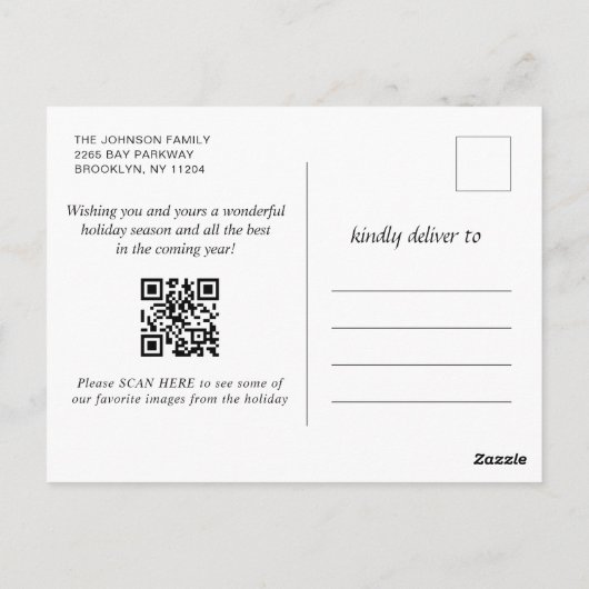 メリーモダンクリスマス写真グリーティングホリデー ポストカード (裏面)