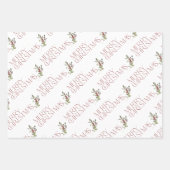 メリーモダンクリスマス写真グリーナリーホリデー ラッピングペーパーシート (正面2)