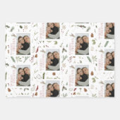 メリーモダンクリスマス写真グリーナリーホリデー ラッピングペーパーシート (正面)