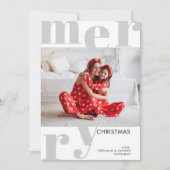 メリーモダンクリスマス写真グレー シーズンカード (正面)