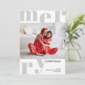 メリーモダンクリスマス写真グレー シーズンカード (スタンド正面)