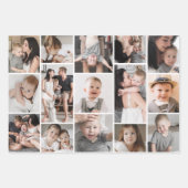 メリーモダンクリスマス写真コラージュお菓子ストライプ品 ラッピングペーパーシート (正面)