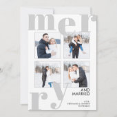 メリーモダンクリスマス写真コラージュ灰色 シーズンカード (正面)