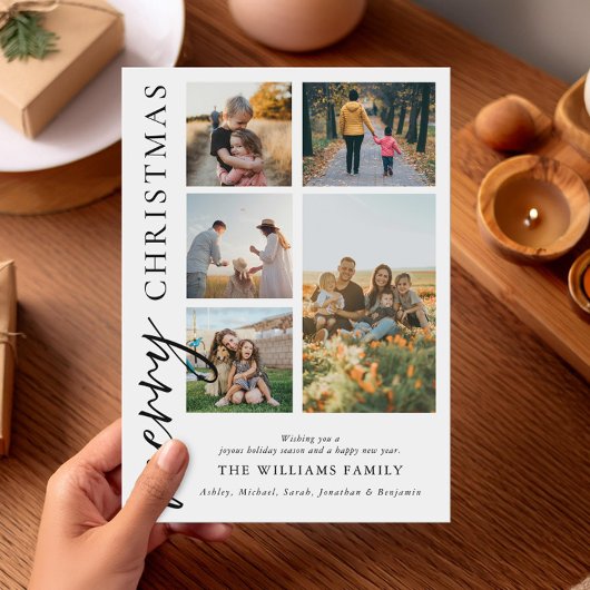 メリーモダンクリスマス写真コラージュ シーズンカード
