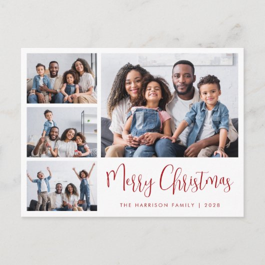メリーモダンクリスマス写真コラージュ シーズンポストカード (正面)