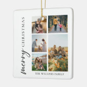 メリーモダンクリスマス写真コラージュ セラミックオーナメント (左)