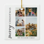 メリーモダンクリスマス写真コラージュ セラミックオーナメント (裏面)