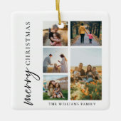 メリーモダンクリスマス写真コラージュ セラミックオーナメント (正面)