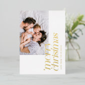 メリーモダンクリスマス写真スタイリッシュ実在 箔シーズンカード (立ち正面)