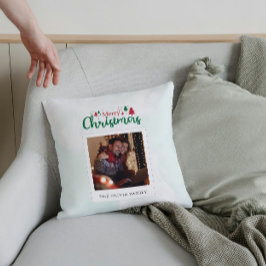 メリーモダンクリスマス写真パーソナライズされた クッション