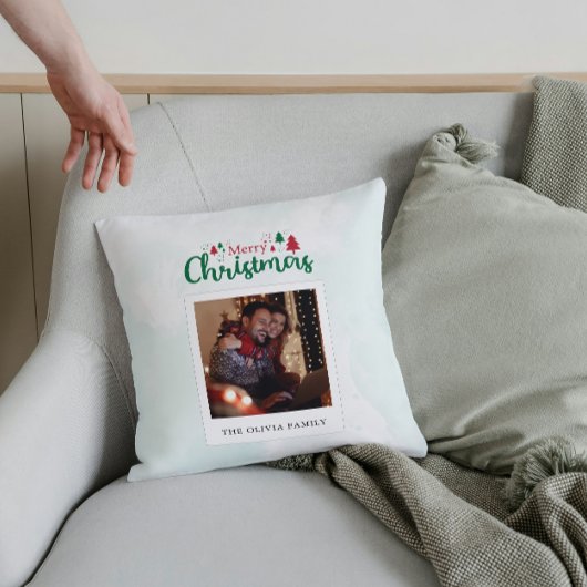 メリーモダンクリスマス写真パーソナライズされた クッション