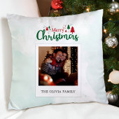 メリーモダンクリスマス写真パーソナライズされた クッション
