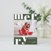 メリーモダンクリスマス写真フォレストグリーン シーズンポストカード (スタンド正面)