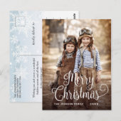 メリーモダンクリスマス写真ホリデーグリーティング ポストカード (正面/裏面)