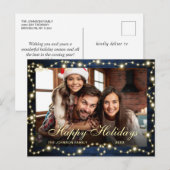 メリーモダンクリスマス写真ホリデーグリーティング ポストカード (正面/裏面)